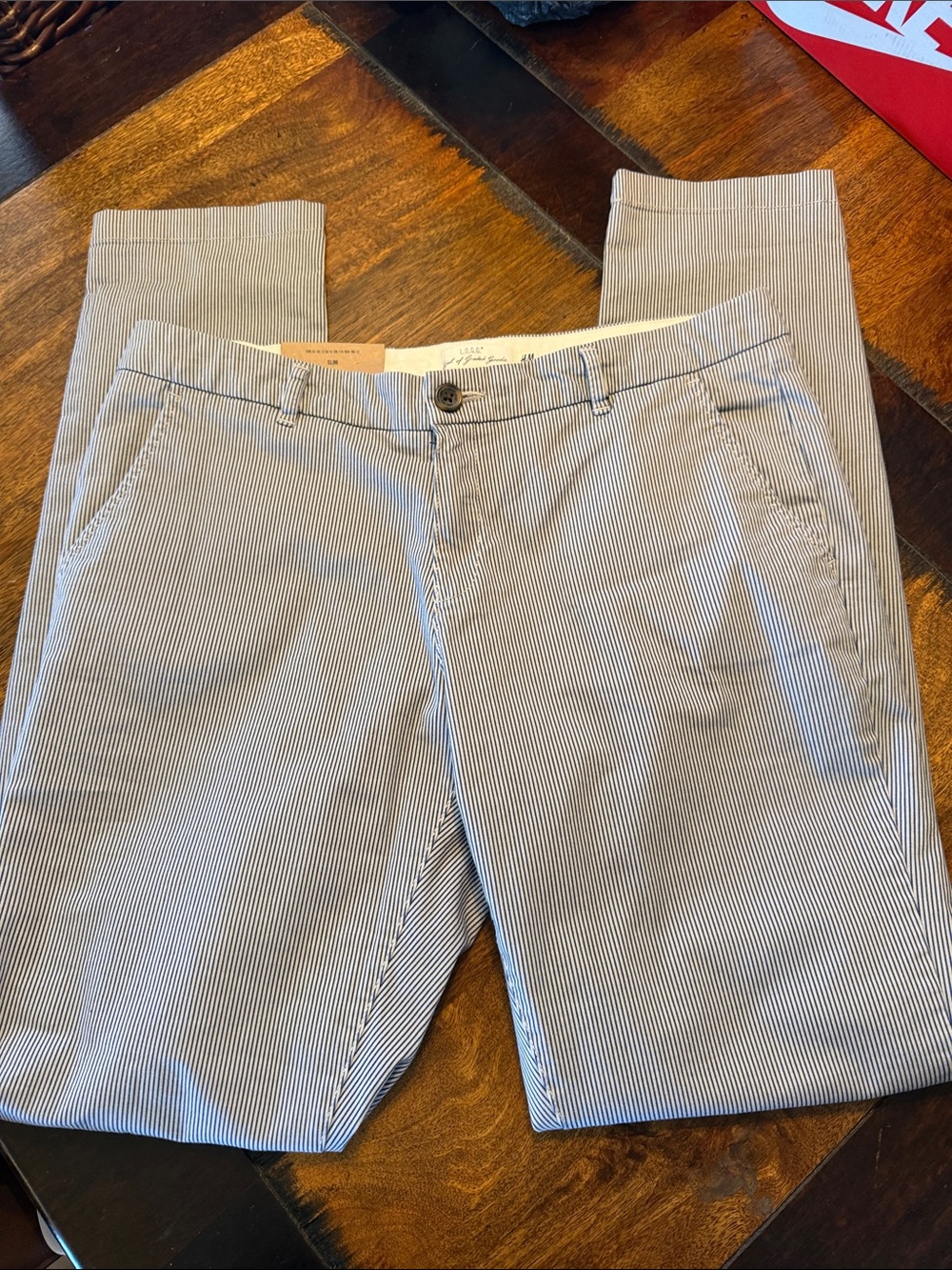 H&M womens slim Stripe Pants in Light Blue and White size 12